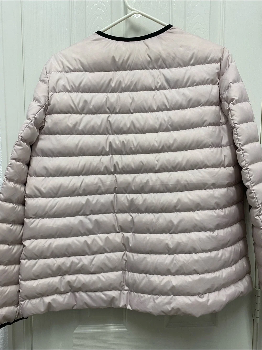 kate spade Light Pink Quilted Packable Puffer Jacket with Black Trim